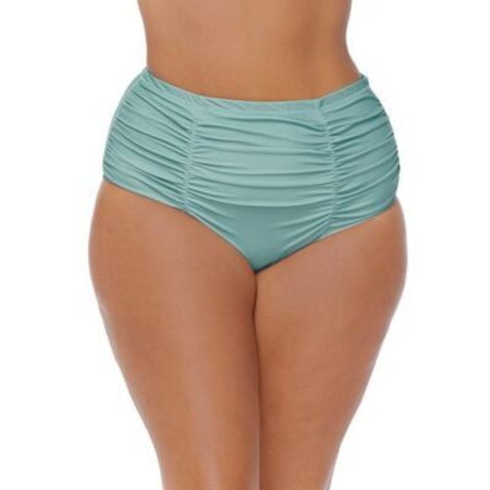 Raisins Curve Plus Size Solid Ruched Costa Women's Swimsuit 18W